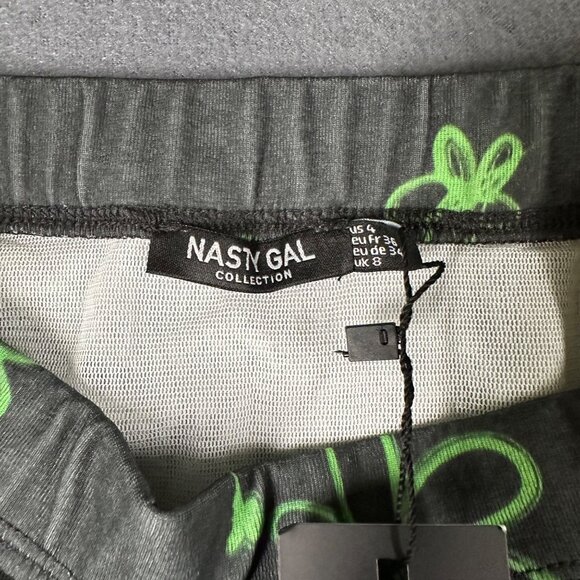 Nasty Gal Womens US 4 Black Mesh Graffit Floral Print Mini Skirt NWT - Picture 7 of 11